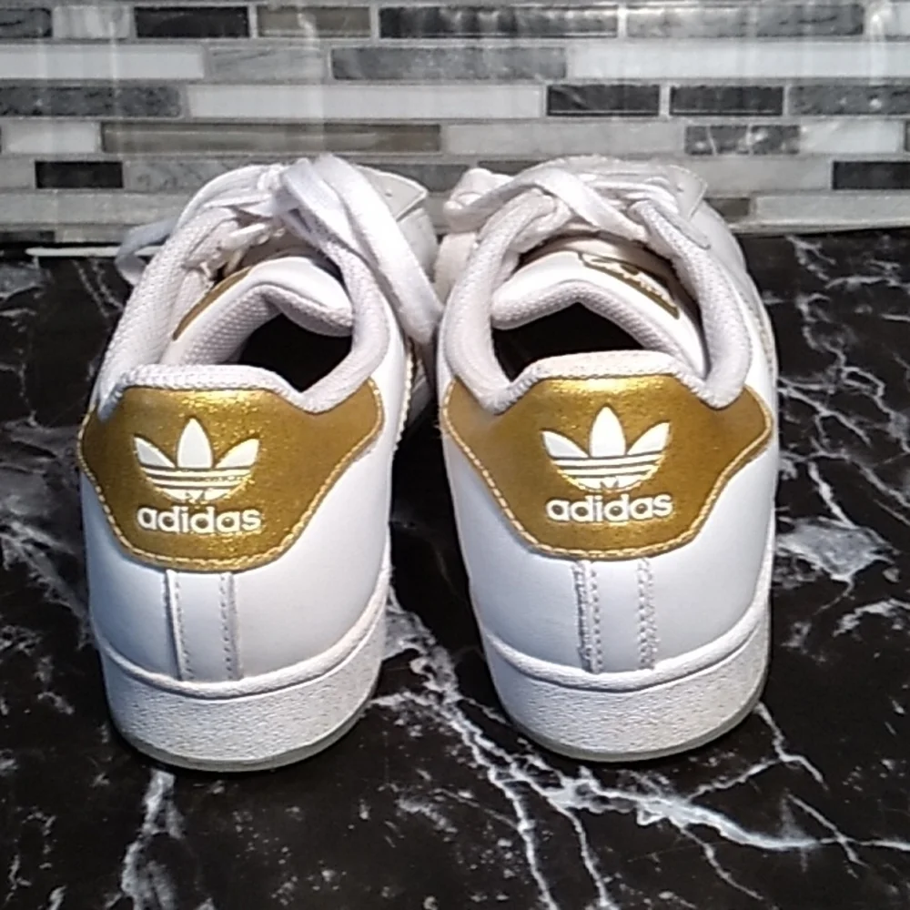Adidas 3 white gold glitter bottoms